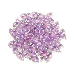 夜光UVメッキレインボー虹色アクリルビーズ  暗闇で光る  蝶  ミディアム蘭  30x29x10.5mm  穴：2mm&nbsp;LS-OACR-F006-03D