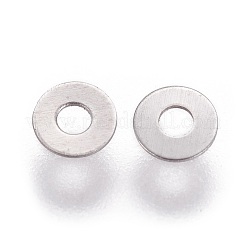変色しにくい316サージカルステンレススチールビーズ  ドーナツ/円盤  3x0.2mm  穴：1mm&nbsp;STAS-I118-15P