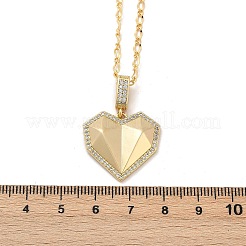 Brass Micro Pave Clear Cubic Zirconia Heart Pendant Necklaces&nbsp;NJEW-Q040-01G