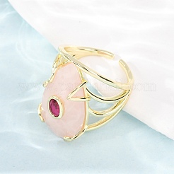 Natural Rose Quartz Cuff Rings&nbsp;GG-CBA5FCC-03G-01