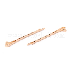 アイアン製ヘアピンパーツ  カン付き  ライトゴールド  55.5x2.3x8.5mm  穴：1.6mm&nbsp;IFIN-B127-03KCG