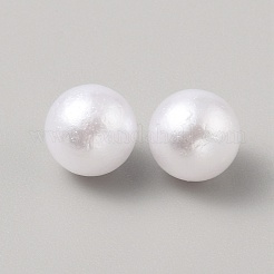 Abs模造パールビーズ  ラウンド  穴なし/ドリルなし  ホワイト  7.5mm  100個/袋&nbsp;SACR-WH0009-14A-01