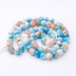 天然石ペルシア翡翠ビーズ連売り  染め  ラウンド  ライトスカイブルー  6mm  穴：1mm  約62個/連  16インチ&nbsp;X-G-D434-6mm-16