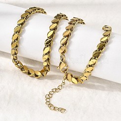 304ステンレススチール製ホースアイツイストチェーンネックレス（女性・男性用）  イオンプレーティング（ip）  ゴールドカラー  16.89インチ（42.9cm）&nbsp;NJEW-A046-01G