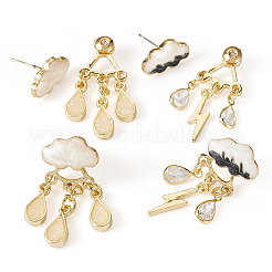2 Pairs 2 Styles Cloud & Teardrop Alloy Enamel Stud Earrings for Women&nbsp;EJEW-TA0001-50