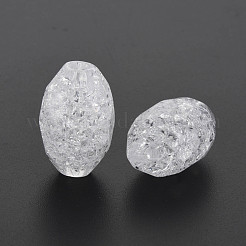 透明なクラックルアクリルヨーロピアンビーズ  大穴ビーズ  多面カット  オーバル  ホワイト  23x15x14mm  穴：4.5mm  約172個/500g&nbsp;CACR-S010-10