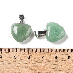 天然石グリーンアベンチュリンペンダント  プラチナブラスループ付き  ハート  18~19x15~15.5x7~10mm  穴：6x2.5~3mm&nbsp;G-I311-A06