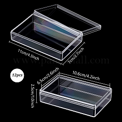 蓋付きのプラスチック製のビーズの容器  長方形  透明  11x6.95x2.5cm  内径：10.55x6.5のCM&nbsp;CON-WH0086-202