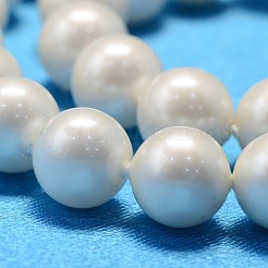 ラウンドシェルパールビーズ連売り  マット面  乳白色  8mm  穴：0.8~1mm  約46個/連  15.74インチ&nbsp;BSHE-L011-8mm-A013A