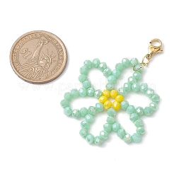 Flower Glass Beads Pendant Decorations&nbsp;HJEW-TA00203