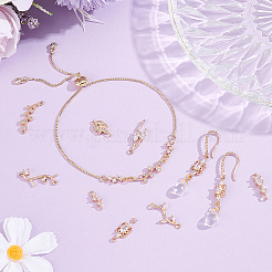32Pcs 8 Styles Brass Micro Pave Clear Cubic Zirconia Links Connectors&nbsp;KK-BBC0025-99