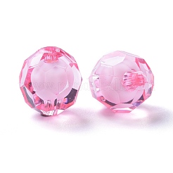 透明なアクリルビーズ  二層ビーズ  多面カット  ラウンド  ショッキングピンク  20x18mm  穴：3mm、約130個/500g&nbsp;TACR-S113-20mm-02