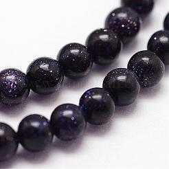 ブルーゴールドストーンビーズ連売り  ラウンド  3mm  穴：0.5mm  約121~125個/連  14.8~15.1インチ&nbsp;G-N0200-01C-3mm