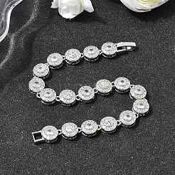 Brass Micro Pave Clear Cubic Zirconia Link Chain Bracelets for Women&nbsp;BJEW-H639-03P