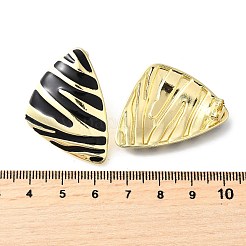 合金エナメルスタンドピアス  シマウマの縞模様の三角形  ゴールドカラー  ブラック  31x30mm&nbsp;LS-EJEW-V010-01G-01