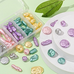 50g 5 Colors ABS Plastic Imitation Pearl Beads&nbsp;OACR-YW0001-24