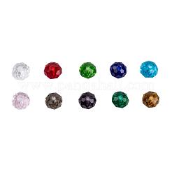 ガラスビーズ  多面カット  ロンデル  ミックスカラー  8x6mm  穴：1mm  10色  40個/カラー  400個/箱&nbsp;EGLA-JP0002-01A-8mm