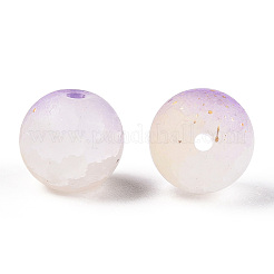 Frosted Baking Paint Crackle Glass Beads with Glitter Powder&nbsp;DGLA-T004-01E