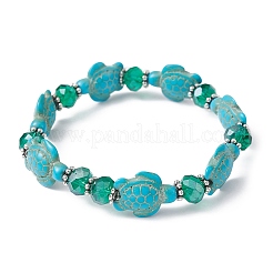 Synthetic Turquoise Turtle & Glass Beaded Stretch Bracelet&nbsp;BJEW-JB09763