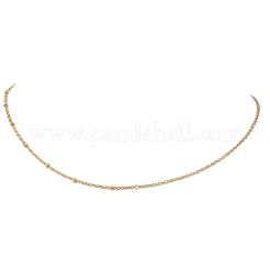 304ステンレススチールアズキチェーンサテライトチェーンネックレス（女性用）  ゴールドカラー  15.75インチ（40cm）&nbsp;NJEW-JN05557