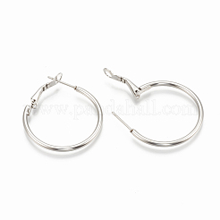 変色しにくい304ステンレススチールフープピアス  ステンレス鋼色  12ゲージ  30x2mm  ピン：0.8mm&nbsp;STAS-S078-07-30mm