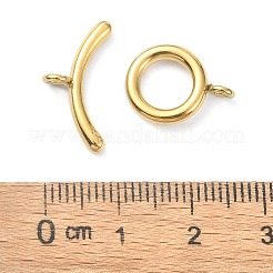 イオンプレーティング（IP）304ステンレススチールマンテル  オープン丸カン付き  丸いリング  ゴールドカラー  バー：18.5x9x4mm  穴：2mm  O型：15x11.5x4mm  穴：2mm&nbsp;STAS-E194-09G-A