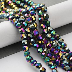 電気メッキガラスビーズ連売り  ファセット（32ファセット）  ラウンド  虹メッキ  6x5mm  穴：1mm  約88~91個/連  19.49~20.08インチ（49.5~51cm）&nbsp;EGLA-R042-6mm-04
