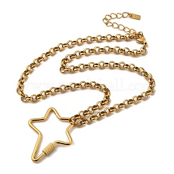 304ステンレススチール製スタークラスプペンダントローロチェーンネックレス（女性用）  イオンプレーティング（ip）  18KGP本金メッキ  16.06インチ（40.8cm）&nbsp;NJEW-Z091-05G