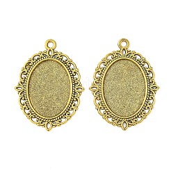 Tibetan Style Alloy Pendant Cabochon Settings&nbsp;PALLOY-Q304-50AG-LF