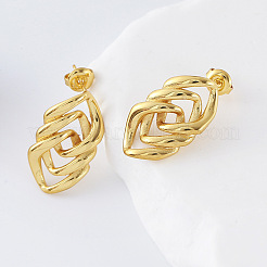 女性用304ステンレススチールスタッドピアス  チェーン形状  ゴールドカラー  25x15mm&nbsp;IW3686