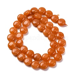 天然石レッドアベンチュリンビーズ連売り  フラットラウンド  10x5~5.5mm  穴：1.5mm  約40個/連  14.96インチ（38cm）&nbsp;G-C171-C01-01