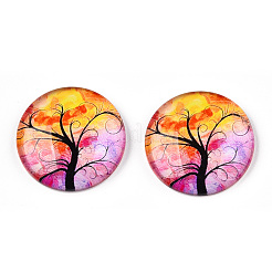 Half Round/Dome Tree Pattern Glass Flatback Cabochons for DIY Projects&nbsp;GGLA-Q037-25mm-M28-02