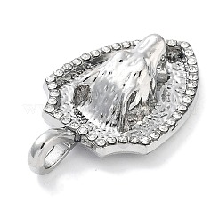合金ラインストーンペンダント  オオカミ  プラチナ  45.5x27.5x11mm  穴：6.5x5mm&nbsp;ALRI-S001-05