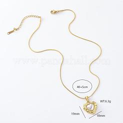 3Pcs Stainless Steel Pave Imitation Pearl Vintage Textured Heart Pendant Necklaces for Women&nbsp;NI2105