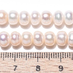 天然養殖淡水パールビーズ連売り  ロンデル  乳白色  6~7x4~5mm  穴：0.5mm  約77個/連  14.96''（38センチメートル）&nbsp;PEAR-N015-06A-01