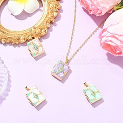 4Pcs 4 Colors Brass Micro Pave Cubic Zirconia Locket Pendants&nbsp;KK-CJ0005-55