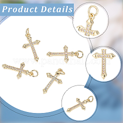 8Pcs Brass Micro Pave Clear Cubic Zirconia Pendants&nbsp;KK-SC0007-99