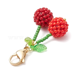 Cherry Glass Seed Beads Pendant Decorations&nbsp;HJEW-MZ00126