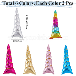 12個 6色布製ユニコーンホーンヘッドドレス金具  ミックスカラー  125x50x23mm  2個/カラー&nbsp;FIND-GF0007-39