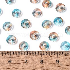透明な色のガラスシードビーズ  ロンデル  焼き付け塗料  ダークターコイズ  6x3mm  穴：1.2~1.6mm  約2500個/ポンド&nbsp;SEED-Q042-01A-A12
