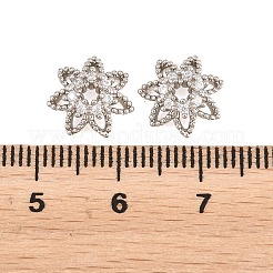 クリスマス用真鍮製クリアキュービックジルコニアビーズ  カドミウムフリー＆鉛フリー  ラックめっき  長持ちメッキ  スノーフレーク  プラチナ  10.5x10.5x3.5mm  穴：1.5mm&nbsp;KK-B186-04P