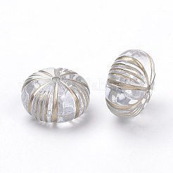 メッキクリアアクリルビーズ  ゴールドライン入り  ロンデル/かぼちゃ  透明  12x7mm  穴：1mm&nbsp;X-PACR-Q115-47