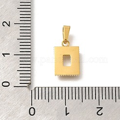イオンプレーティング（IP）304ステンレススチールマイクロパヴェキュービックジルコニアペンダント  長方形  11x7.5x1.5mm  穴：4x2.5mm&nbsp;STAS-H228-04G-01