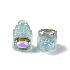 UVメッキレインボー虹色アクリルビーズ  グリッターパウダー付き  香水瓶  ミックスカラー  18x13x11mm  穴：3.5mm&nbsp;X-PACR-M003-14