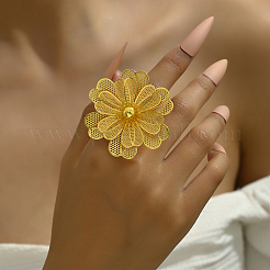 Elegant Flower Iron Open Cuff Ring for Women's Wedding Dress Accessories&nbsp;TU2718