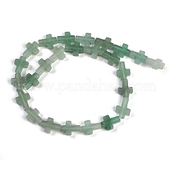 天然石グリーンアベンチュリンビーズ連売り  クロス  15x11.5x4.5mm  穴：0.7mm  約25個/連  15.75''（40センチメートル）&nbsp;G-I369-A06-02