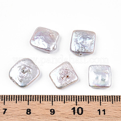 バロック天然有核パールケシパールビーズ  養殖淡水パール  正方形  貝殻色  10~13.5x10~12x3~6.5mm  穴：0.7mm&nbsp;PEAR-S020-K09-1