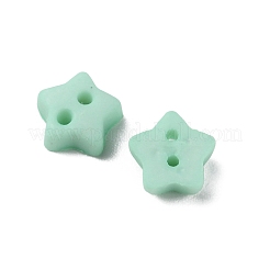 つや消しミニレジンボタン2つ穴  bjd 人形服アクセサリー  スター  アクアマリン  6x6x2.5mm  穴：0.9mm  約100個/袋&nbsp;BUTT-WH0020-28E