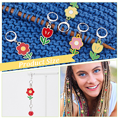 Alloy Enamel Flower Pendant Locking Stitch Markers&nbsp;HJEW-PH01869