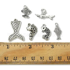 48 個 6 スタイルのチベットスタイル合金ペンダント  魚のチャーム  アンティークシルバー  13~27x8.5~24.8x2~10.5mm  穴：1~2mm  8個/スタイル&nbsp;DIY-FS0005-72